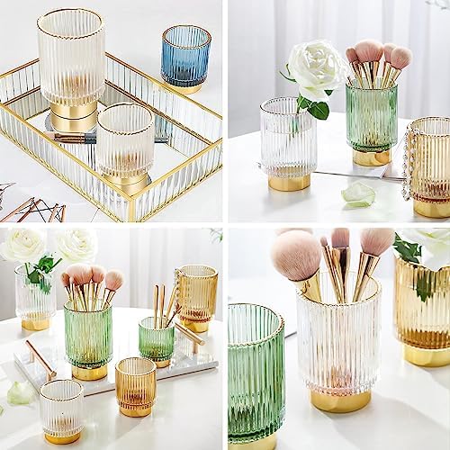 DASITON Makeup Brush holder Organizer,Crystal Cosmetic Makeup Brush Glass Brushes Storage Holder, Vintage Make Up Brush 
