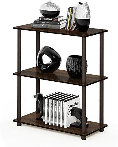 Furinno TURN-N-TUBE Storage Shelves, 3-Tier Book Shelf, Corner Shelf, Toolless Open Shelves, for Organization and Storag