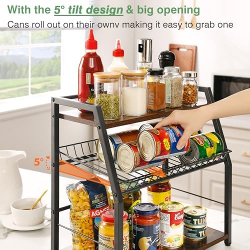 Kitchen Countertop Organizer, 3 Tiers Snack Organizer Wooden Candy Display Stand Coffee Station Organizer, Counter Stora