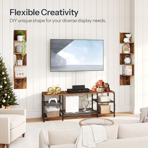 HOOBRO Corner Shelf Wall-Mounted, Set of 2 Floating Corner Shelves for Wall, 4-Tier Corner Bookshelves Floating Shelf fo