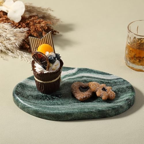 Koville Green Marble Cloud Shape Vanity Tray, Serving Stone Key Tray for Home Decor, 10" x 7" Luxurious Natural Marble S