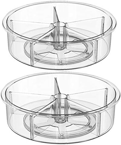 SANNO Round Lazy Susan RotatingTurntable Storage Container for Kitchen Cabinet, Pantry, Refrigerator, Countertop Food Sa