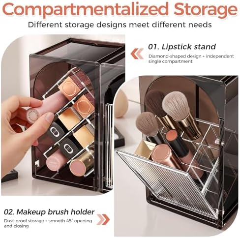 INVSSENE Stackable Makeup Organizer Countertop, Storage Perfume Skincare Cosmetic Lipstick Face Mask Makeup Brush Palett