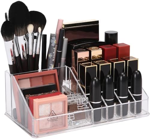 Sea Team Stackable Clear Acrylic 16-Slot Lipstick Organizer for Vanity