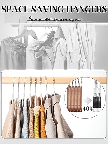 HOUSE DAY Plastic Hangers 50 Pack, Plastic Clothes Hangers Non Slip with Rubber Grip, Heavy Duty Coat Hanger with 360º Swivel Hook, Ultra Thin Hanger Space Saving Closet Organizer - White and Black