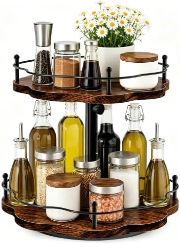 2 Tier Lazy Susan Organizer for Cabinet, Spice Rack Turntable