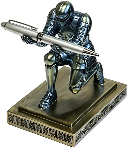 Soldier Executive Knight Pen Holder Personalized Desk Organizers Blue