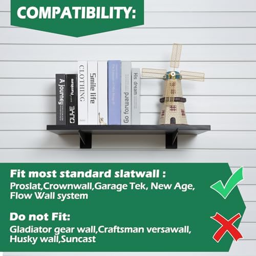 10 Inch Slatwall Shelf Bracket, Slatwall Accessories, Heavy Duty Slat Wall Shelf Bracket with Lip for Garage and Retail 