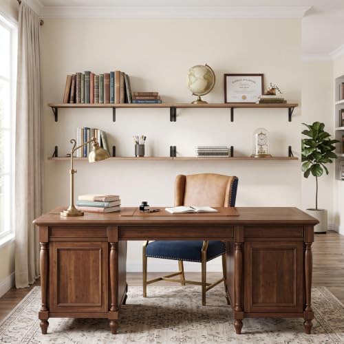 YGEOMER 47.2 in Floating Shelves for Wall, Light Carbonized Brown Set of 4
