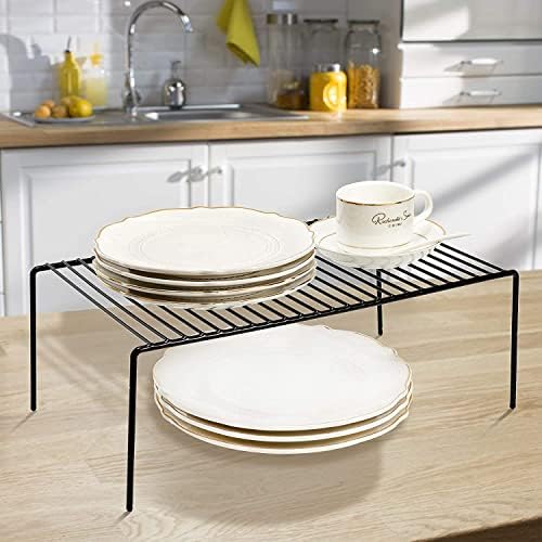 Kitchen Cabinet Shelf Organizer Set of 4, Medium (13 x 9.4 inch) Metal Wire Pantry Storage Shelves, Dish Plate Racks for