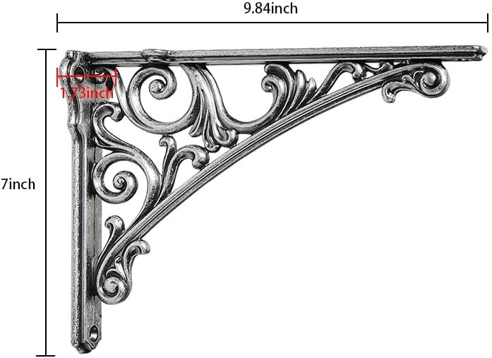 Khtumeware Shelf Bracket 10 Inch, Decorative Brackets for Shelving, Heavy Duty Vintage Ornate Shelf Bracket, Hardware In