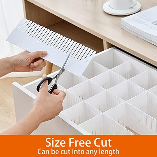 20Pcs Drawer Dividers, 14.96"x2.76", Thin, DIY Plastic Drawer Separator, Large Adjustable Dresser Drawer Organizer for C