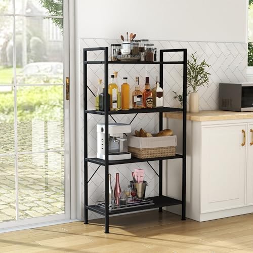 4 Tier Industrial Bookshelf, Storage Organizer, Dark Gray