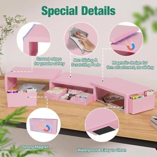 OPNICE Desk Organizer and Accessories, Computer Monitor Stand Riser with Drawer and 2 Pen Holders, Laptop Stand, Office 