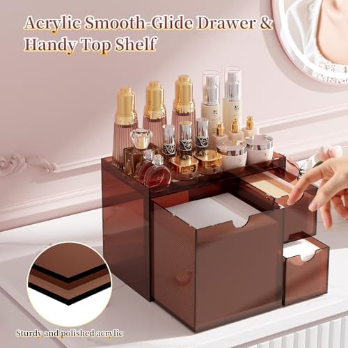 Youdepot Amber Acrylic Face Towel Holder with 3 Drawers