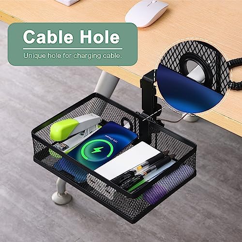 ROSYLINE Rotary Under Desk Storage Organizer with Cup Holder & Drawer Tray