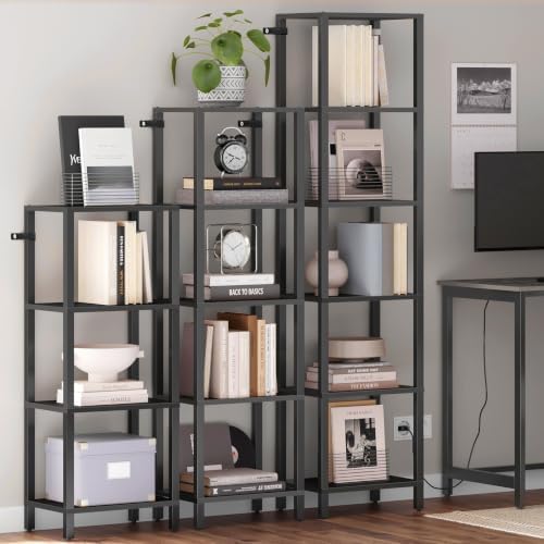 TUTOTAK Bookshelf, 5-Tier Tall Narrow Book Shelf for Small Space