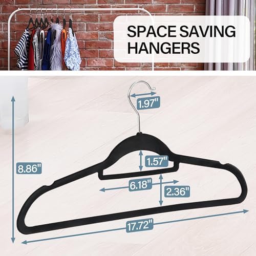ZENY Velvet Hangers 100 Pack for Suits,Coats, Dress, Non Slip Clothes Hangers, with 360 Degree Swivel Hooks, Space Saving, Durable