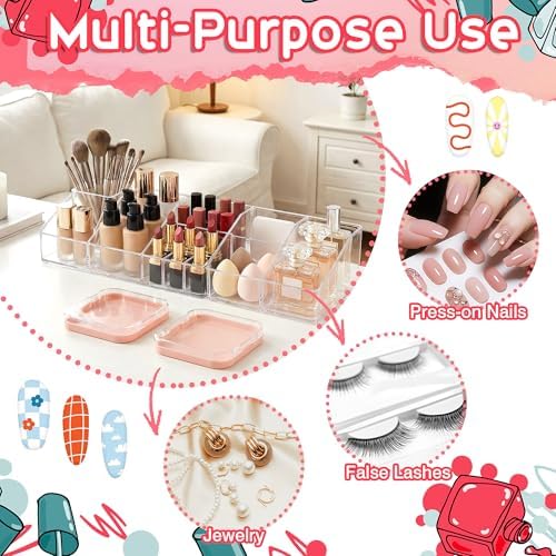 AceOrbit 48 Pcs Press on Nail Box Packaging, Pink Acrylic Case