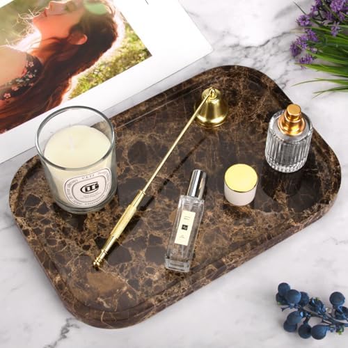 Marble Bathroom Vanity Decorative Tray, Dark Brown, 12 * 8 * 0.8