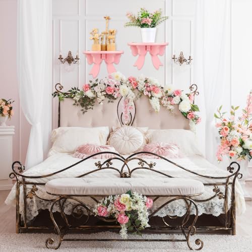 Pinkunn 2 Pcs Bow Floating Shelves Kawaii Shelf Book Stand, Pink
