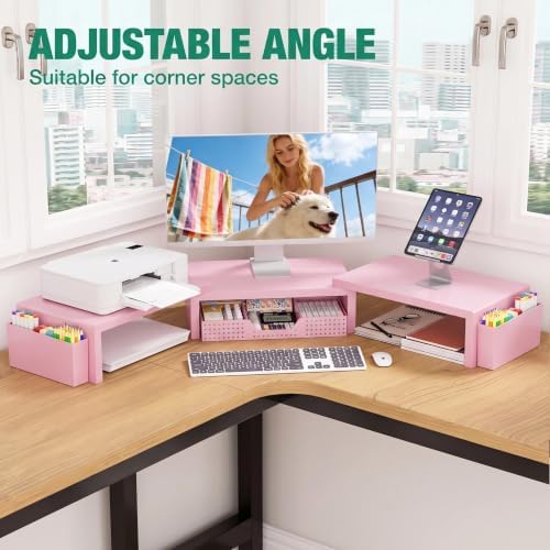OPNICE Desk Organizer and Accessories, Computer Monitor Stand Riser with Drawer and 2 Pen Holders, Laptop Stand, Office 