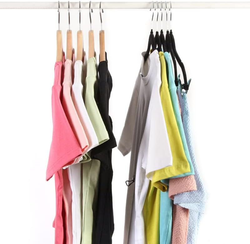 Velvet Pants Skirt Hangers with Clips - Pack of 30 Black Women Clothes Hanger Set with Clip for Pant Suit Shirt Felt Coat Dress, Premium Non Slip Heavy Duty Space Saving Slim Clothing, 16.7 Inch Long