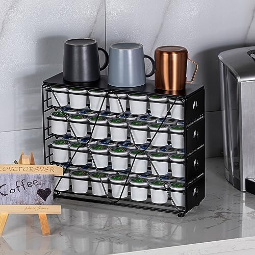 FlagShip K Cup Holder for Keurig Pod K Cup Storage 4 Tier K Cup Drawer Organizer for Counter (56 Pods Capacity)