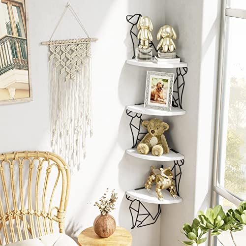 Alsonerbay 4-Tier Dog Shaped Corner Shelf Wall Mount, White
