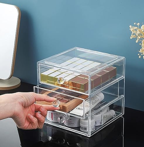 AJIODA Makeup Drawer Organizer Box with 3 Drawers, Acrylic Cosmetic Display Case Vanity Organizer Jewelry Storage Box St
