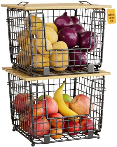 2 Pack Stackable Potato Onion Bins, Pantry Organizers and Storage