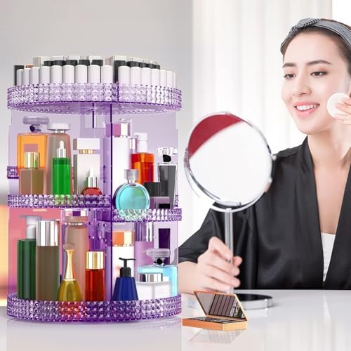 Makeup Organizer 360 Degree Rotating Cosmetic Storage Organizer, Acrylic Make Up Organizer, Large 7 Layers 360 Makeup Or