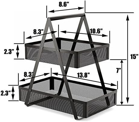EKNITEY Snack Organizer for Countertop - 2 Tier Metal Snack Basket