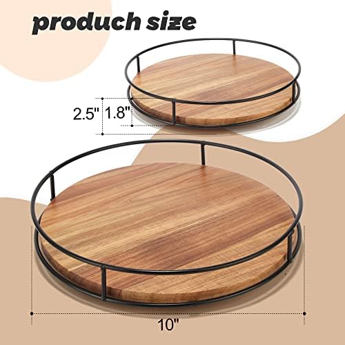 10" Acacia Wood Lazy Susan,360° Lazy Susan for Countertop or Dining Table