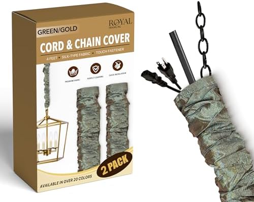 Royal Designs, Inc. Cord & Chain Cover 4 ft Silk Type Fabric, Chandelier Pendant Lighting Chain & Cable Management, Touc