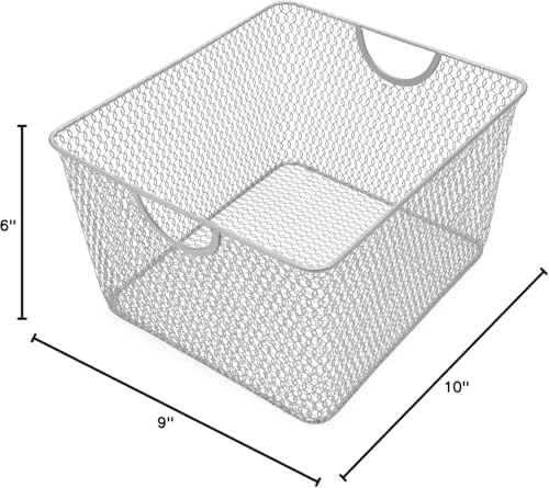 YBM Home Kitchen Pantry Organizer Wire Basket for Shelves, Cabinets, Pantry, Countertop, Mesh Open Storage Bin Metal Bas