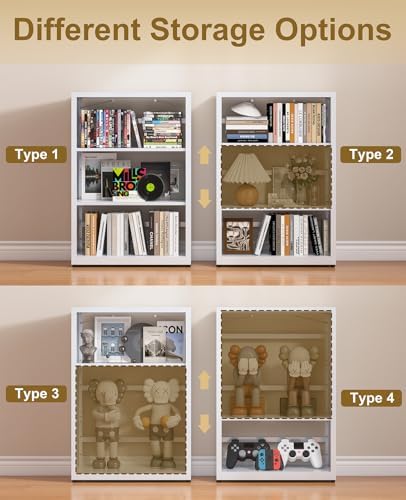 3-Tier Metal Bookshelf, Small Bookcase with Adjustable Shelves
