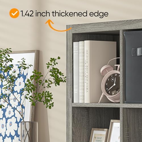 furtble Bookshelf with Storage Bins, 20-Cube Storage Organizer with Back Panels, Modern Bookshelf for Bedroom, Multifunc