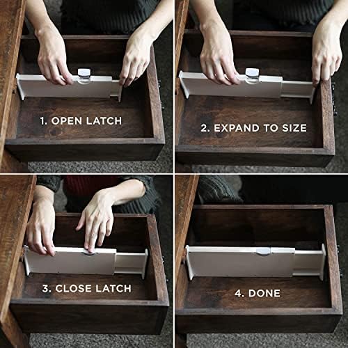 8 Drawer Organizer and Dividers, Organize Silverware and Utensils in Home Kitchen, Divider for Clothes in Bedroom Dresser, Designed to Not Snag Underwear and Bra Fabrics, Bathroom Storage Organizers