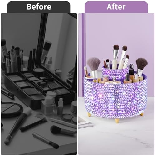 fanado Bling 360° Rotate Makeup Brush Holder Organizer, Makeup Organizers Countertop, Makeup organization and Skincare S