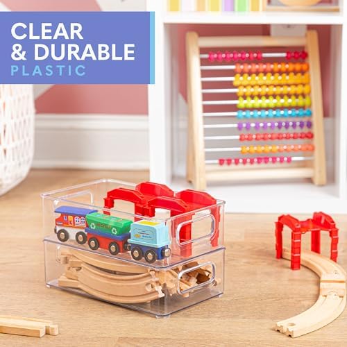 primebox 6 Pack Clear Plastic Organizing Container with Integraged Handles for Home Organization for Kitchen, Pantry, Fr