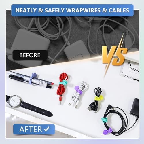 Magnetic Cable Ties – Reusable Silicone Magnetic Cord Organizers for Bundling, Fridge Clips, Book Markers & More – Assor