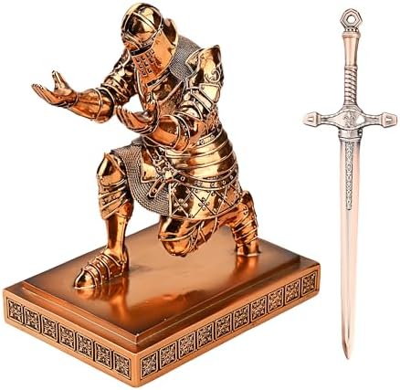 King's Guard Knight Pen Holder with a Letter Opener Desk Organizers Copper