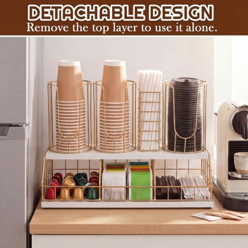Geelin 18oz Adjustable Coffee Cup Dispenser with Wooden Base
