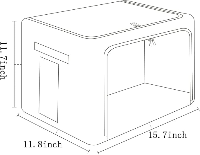 FHSQX 2 Pack Clothes Storage Bins with Metal Frame, Beige, 15.7x11.8x11.7 Inch