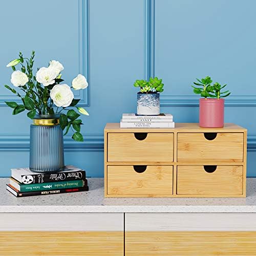 Bamboo Desk Drawer Organizer, Desktop Organizer with Drawers T(4 Drawes)
