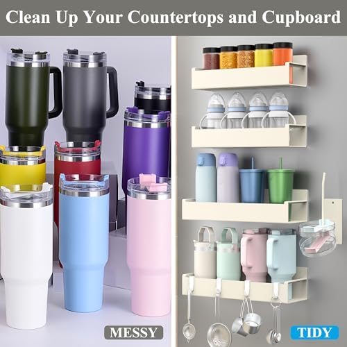 HuggieGems Magnetic Water Bottle Holder for Refrigerator, Cup Holder Organizer for Stanley and Tumbler for Kitchen, 4 Pa