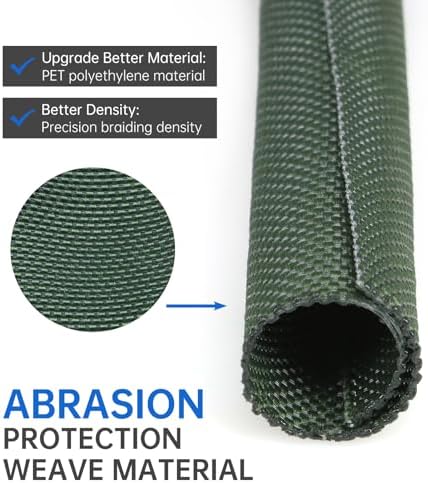 Split Braided Cable Sleeve，Flexible Wire Loom Tubing, Automotive Cord Protector Pet Proof, Cable Management for Computer