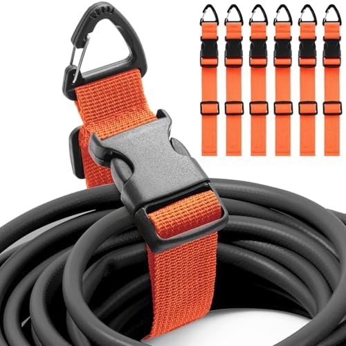 6 Pack Adjustable Extension Cord Holder Straps,Orange