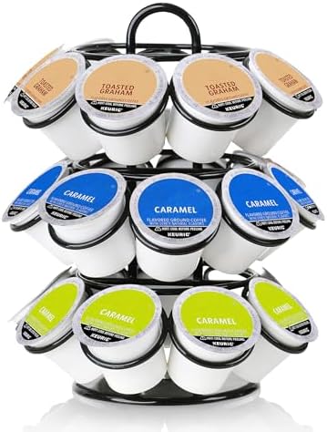 Rotating Coffee Pod Holder for Keurig Pods, Heavy-Duty K Cup Holder, Black